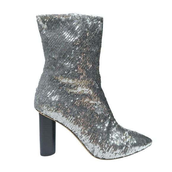 IRO Abelin Sequined Mesh Ankle Boots - Size 39 (8-8.5) - Silver - Picture 1 of 8